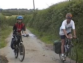 Lee and Ryan, the last two cyclists up the hill near Docton